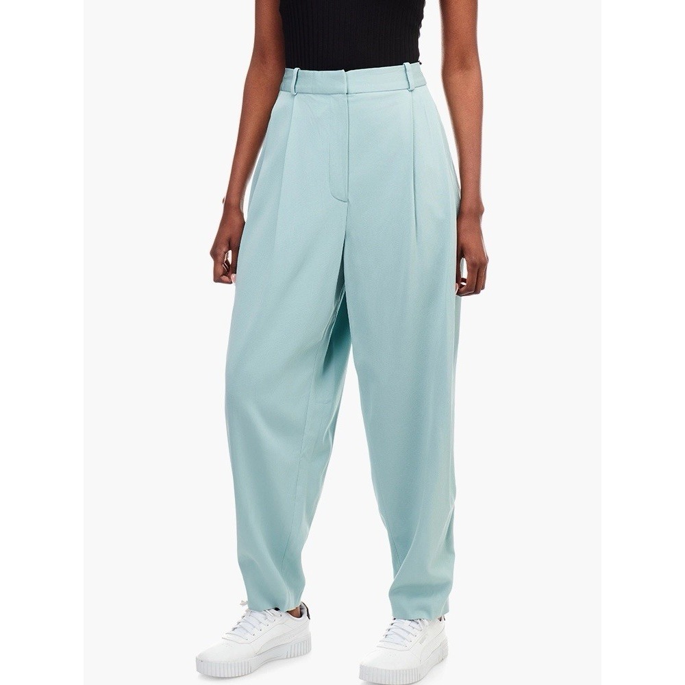 Massimo Dutti Relaxed Fit Trousers Blue Women's Size 8 NWT (flaw) Viscose Blend